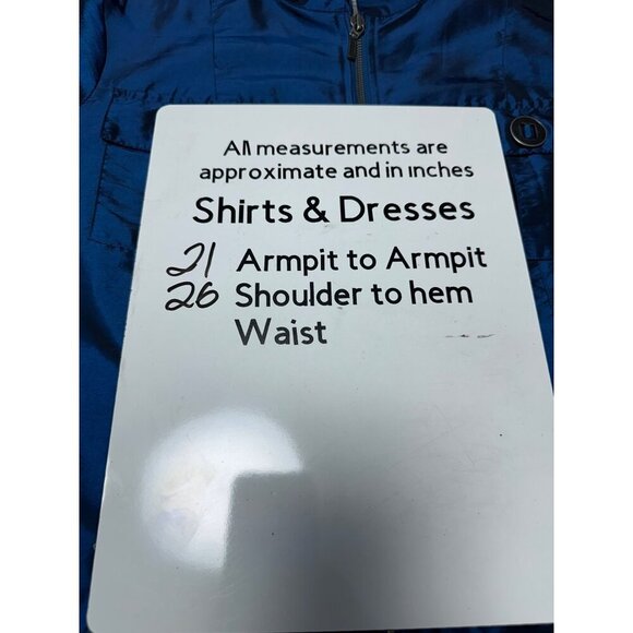 Chicos Metallic Blue Adjustable Ruched Sleeves Full Zip Jacket Size 1 US M - Picture 7 of 7